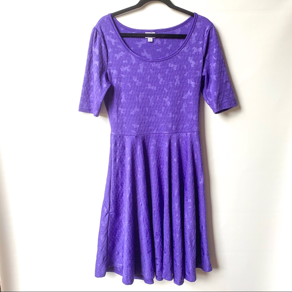 Purple Unicorn Embossed LuLaRoe Nicole Dress